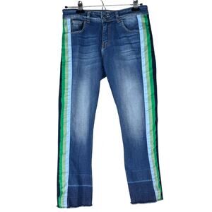 Essentiel Antwerp Cropped Straight Leg Jeans with Ribbon Trim Size 27 Mid-Rise